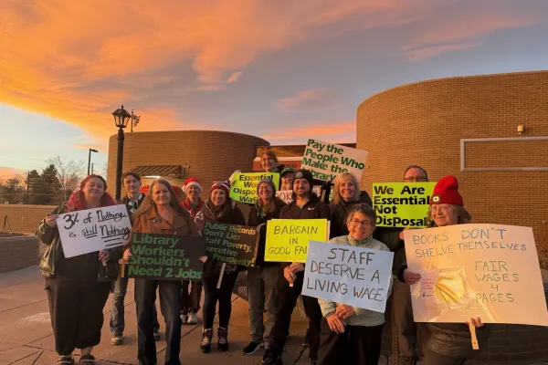 Library workers at picket