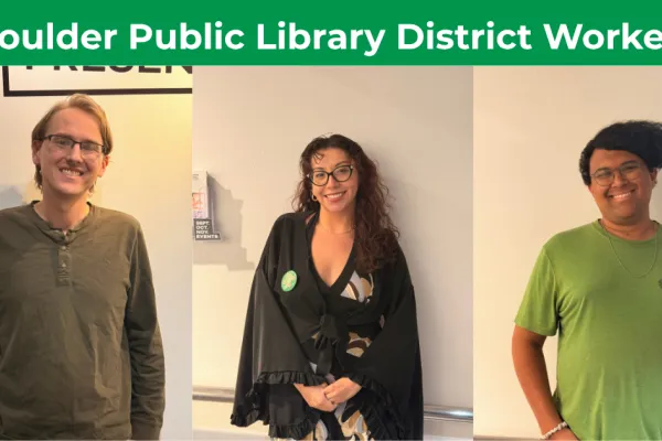 Three workers from the Boulder Public Library District